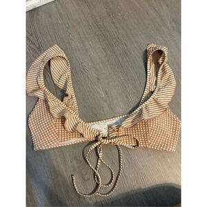 Aerie Brown and White Gingham Bikini Top